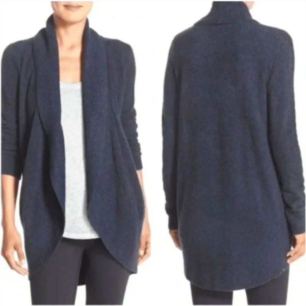 Barefoot Dreams CozyChic Lite Circle Cardi Women L/XL Navy Knit Casual Lounge